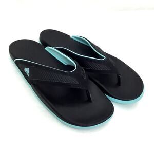 Adidas Adilette Women's Flip Flops Sandals Black Turquoise sz 7